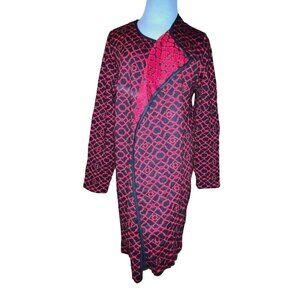 Vintage Andrea Jovine‎ Womens Geometric Open Front Cardigan Sweater Red Size XL